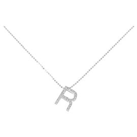 Autre Marque Collar Au750 Initial R Diamond Plata
