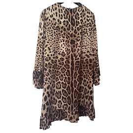 Dolce & Gabbana Robe à Volants Imprimé Léopard Marron Imprimé léopard