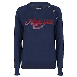 Zadig & Voltaire "Love You" Merinowoll-Pullover Blau