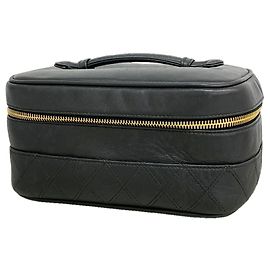 Borsa Vanity Chanel in pelle bicolore nera Nero