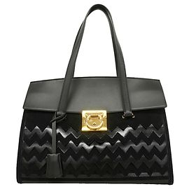 Sac cabas Salvatore Ferragamo Gancini en cuir daim Noir