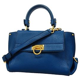 Borsa in pelle Gancini Salvatore Ferragamo Blu