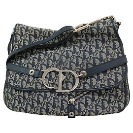 Christian Dior Trotter Canvas Shoulder Bag Navy blue