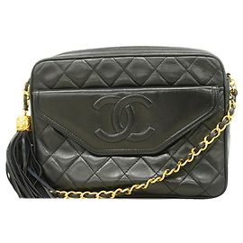 Borsa a tracolla Chanel Matelassé in pelle di agnello nera Nero