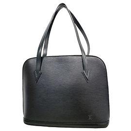 Sac à épaule Louis Vuitton Epi Lussac Noir