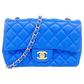 Chanel Mini Matelassé Chain Shoulder Bag Blue