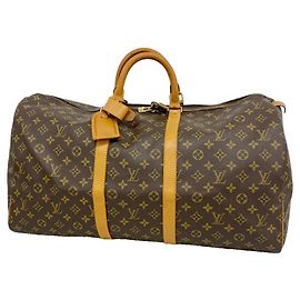 Louis Vuitton Brown Boston Monogram Keepall 55 Marrone