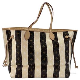 Sac Cabas Louis Vuitton Rayures Neverfull Marron