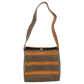 Céline Celine Macadam Shoulder Bag Brown