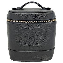 Bolsa Vanity Chanel em couro de bezerro granulado preto Preto