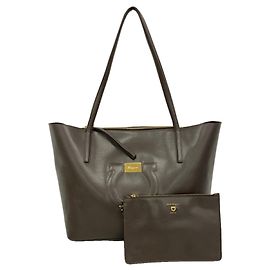 Sac cabas en cuir Gancini Salvatore Ferragamo Marron