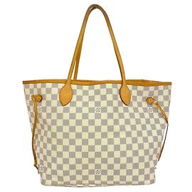 Sac Cabas Louis Vuitton Damier Azur Neverfull MM Blanc