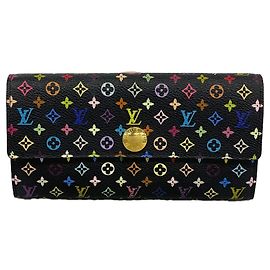 Louis Vuitton Monogram Multicolor Portefeuille Sarah Long Wallet Noir Rouge