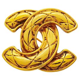 Chanel Coco Mark Brosche vergoldet Golden