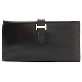 Hermès Hermes Bearn Classic Bi-fold Long Wallet Black