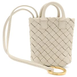 Pingente de bolsa em couro Intrecciato Bottega Veneta Branco Fora de branco
