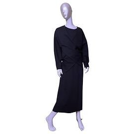 Henrik Vibskov Schwarzes asymmetrisches Wickelkleid Schwarz