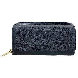 Portafoglio lungo Chanel in vitello granulato nero Nero