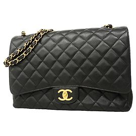 Borsa a tracolla Chanel Large Black Matelassé Nero