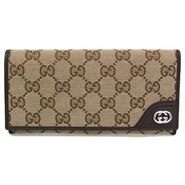 Gucci Interlocking Long Wallet Beige Dark brown