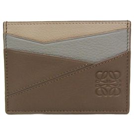 Loewe Puzzle Plain Card Holder Brown Beige