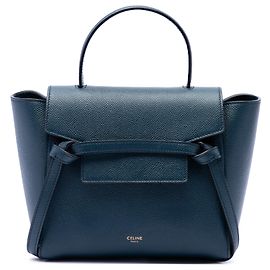 Céline Bolsa de cintura Celine Nano em couro de bezerro granulado azul Azul Azul marinho