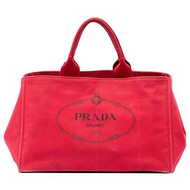 Prada Red Large Canvas Canapa Logo Tote Rot
