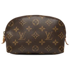 Necessaire Louis Vuitton Brown Monogram Cosmetic Pouch PM Castaño