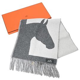 Hermès Stole en cachemire Hermes Love Story Marron Blanc