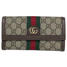 Portafoglio lungo Gucci in pattern GG Rosso Beige Verde