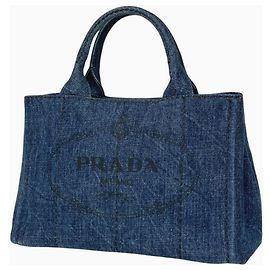 Borsa Tote Prada Canapa Blu