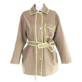 Hermès 34 Mantel aus Polyester Grün Khaki