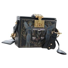 Christian Dior Dioraddict Lockbox em couro estampado Preto