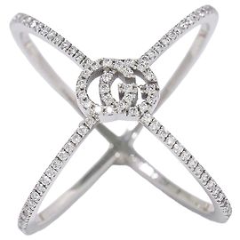 Gucci GG Running Cross 18K White Gold and Pave Diamonds Weiß