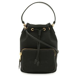 Borsa a secchiello Prada in jacquard Nero