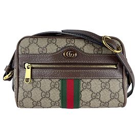 Borsa a tracolla Gucci Ophidia GG Supreme Canvas Marrone