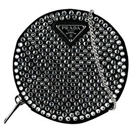 Borsa a tracolla Prada in raso nero e strass Nero