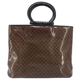 Céline Bolso Shopper Celine Vintage Macadam de Vinilo Castaño