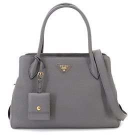 Bolsa 2-Way em couro cinza Prada Marrom