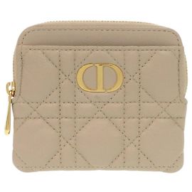 Christian Dior Beige Leather Card Case Beige
