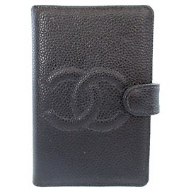 Chanel Black Caviar Skin Notebook Cover Black