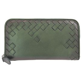 Bottega Veneta Metallic Green Long Wallet Other