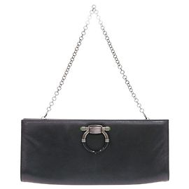Bolsa de ombro em couro Salvatore Ferragamo Gancini EO-21 B385 Metálico