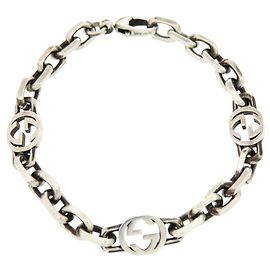 Pulseira com Pingente Interlocking Chain Gucci Prata