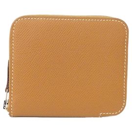Hermès Hermes Fantaisie Botanique Silk Compact Wallet Brown Pink Golden