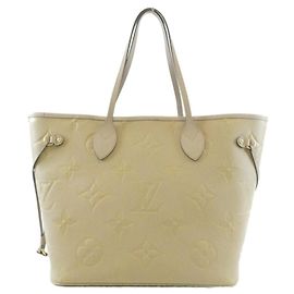 Bolsa Louis Vuitton Monogram Empreinte Neverfull MM Bege Cinza