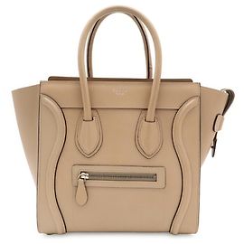 Céline Saco Tote Celine Luggage Micro Shopper - Couro Bege Bege