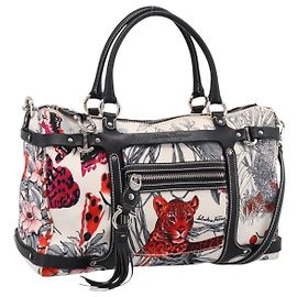 Borsa Salvatore Ferragamo Canvas 2way White Silver Auth 198313A Argento Bianco