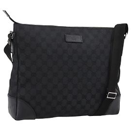 Borsa a tracolla GUCCI GG Canvas Nero Argento 110054 Auth am12249V Nero Argento