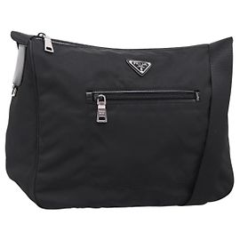 Borsa a tracolla PRADA Nylon Black Silver Auth am12283V Nero Argento